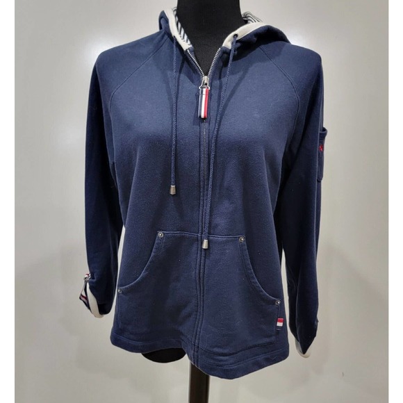 Norton Studio Patriotic Nautical Hooded Preppy Jacket 100% Cotton Size P Large - Picture 1 of 10